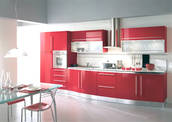 Оттенки красного цвета на кухне