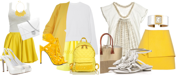 сочетание желтого и белого цвета в одежде