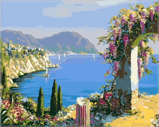 Картина по номерам. Цветочная арка у моря