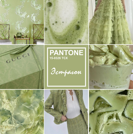 Модный бледно-зелёный цвет Эстрагон (PANTONE® 15-0326 TCX)