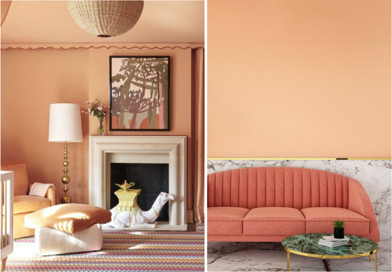 интерьер модного персикового цвета