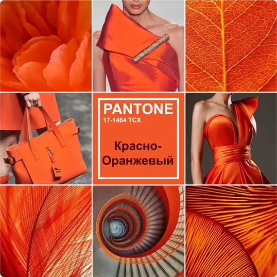Модный Красно-оранжевый PANTONE 17-1464 TCX