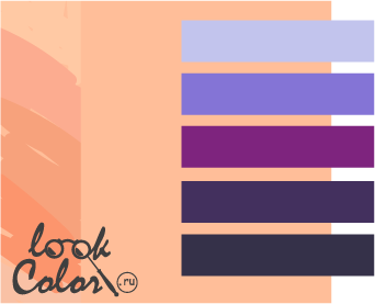 сочетание  модного персикового с фиолетовым