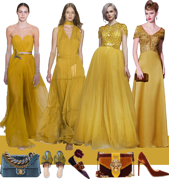 желтые вечерние платья 2018