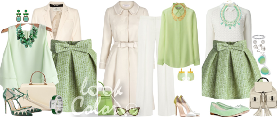 сочетание белого и зеленого цвета в одежде
