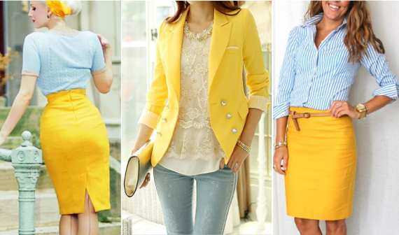 Сочетание желтого цвета в одежде