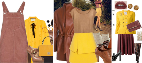 сочетание коричневого и желтого цвета в одежде