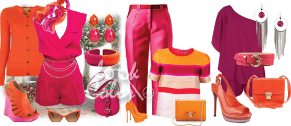 сочетание оранжевого и розового в одежде 4