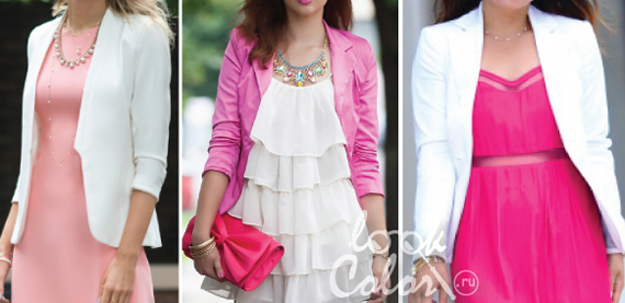 сочетание розового и белого цвета в одежде 1