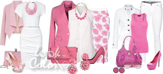 сочетание розового и белого цвета в одежде 2