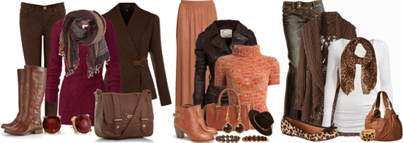 Сочетание коричневого цвета в одежде