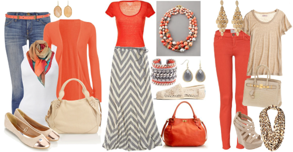 Сочетание оранжевого цвета в одежде