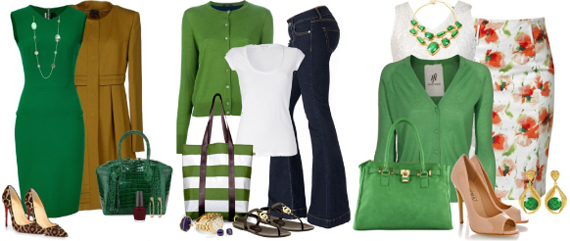 Сочетание теплого зеленого цвета в одежде