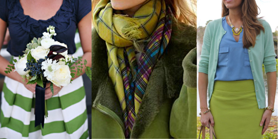 Сочетание теплого зеленого цвета в одежде
