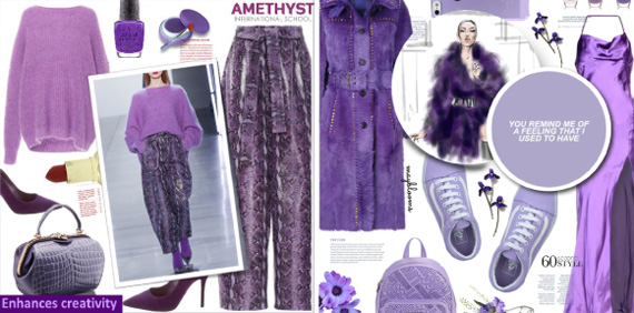 сочетание фиолетового с аметистовым цвет в одежде
