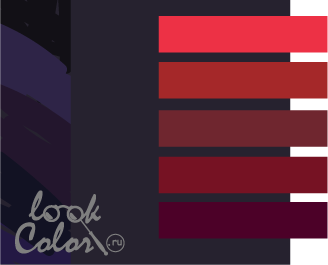 сочетание фиолетово-черного цвета с красным
