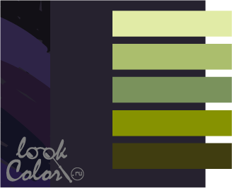 сочетание фиолетово-черного цвета с зеленым