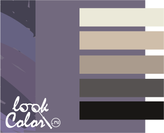 Серо-фиолетовый цвет сочетается с белыи, бежевым, серым, черным