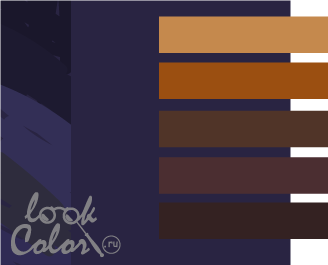 сочетание темно-фиолетового цвета с коричневым