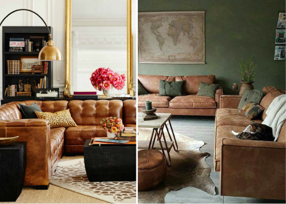 Гостиные с диванами светло-коричневого цвета