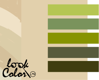Сочетание цвета папируса с теплым зеленым