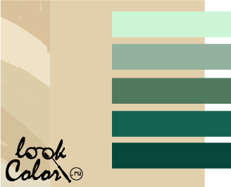 Сочетание цвета папируса с холодным зеленым