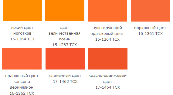 Оттенки ярко-оранжевого цвета