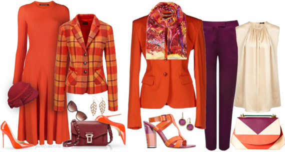 Сочетание оранжево-красныого цвета в одежде