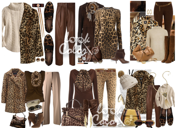 Леопардовый с шоколадным в одежде