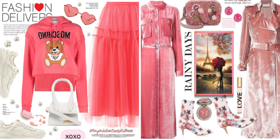 Сочетание цвета фламинго в одежде