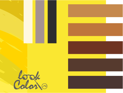 сочетание желтого роял и ярко-жеотого с коричневым