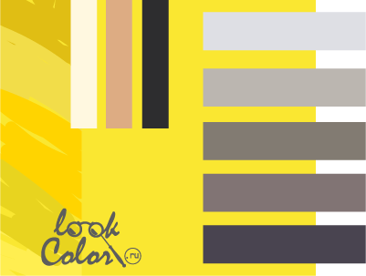 сочетание желтого роял и ярко-желтого с серым