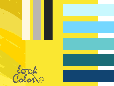 сочетание желтого роял и ярко-желтого с синим