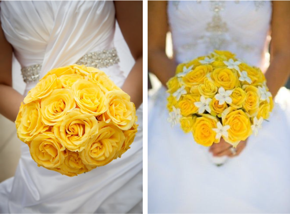 Сочетание белого и желтого для свадьбы