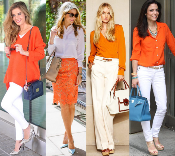 девушки в оранжево-белой одежде
