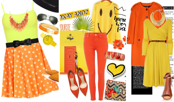 сочетание желтого и оранжевого в одежде