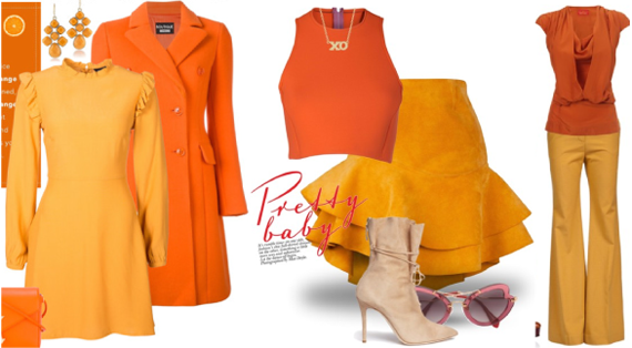 сочетание желтого и оранжевого в одежде