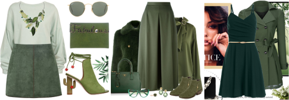 Серо-зеленый цвет сочетается в одежде