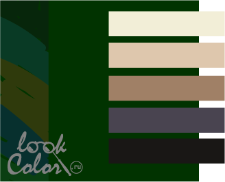 Сочетание темно-зеленого и белого, бежевого, серого и черного