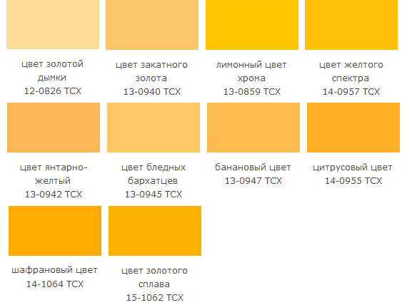 Оттенки желто-оранжевого цвета