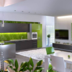 зеленый интерьер кухни